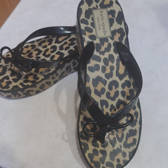 Kate Spade Leopard Print wedge sandals Size 8M - Picture 1 of 13